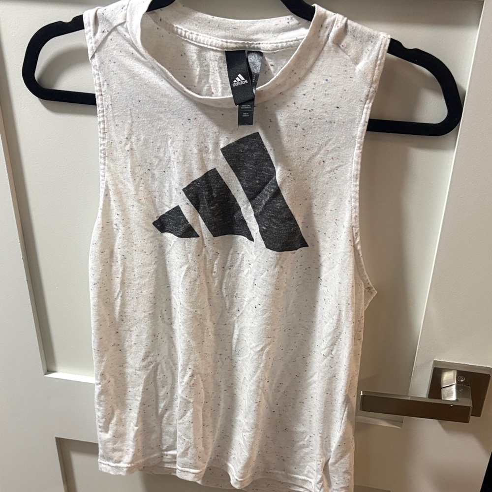 Adidas Women's Speckled White Muscle Tee
